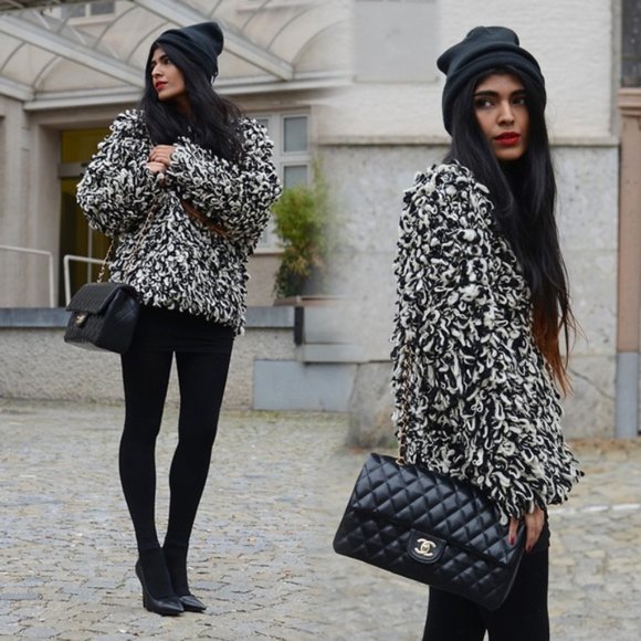 💥HOT ITEM💥Isabel Marant Pour H&M Black White Shag Jacket - Picture 12 of 15